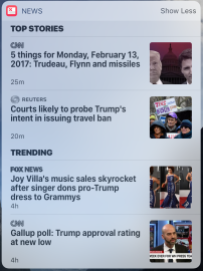 Feb 13 this morning's contribution. Criminal National Security Adviser, historically low approval ratings, but this singer says Trump is A-Okay!